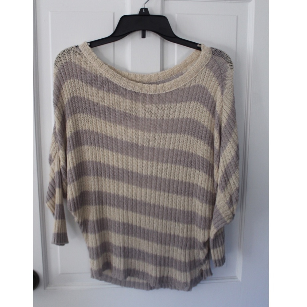 Cream and Lilac Striped Sweater